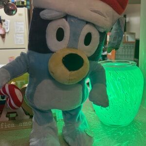 Animated Santa Bluey, Dances to Bluey Theme Song, 12.5" Standing Plush in Santa
